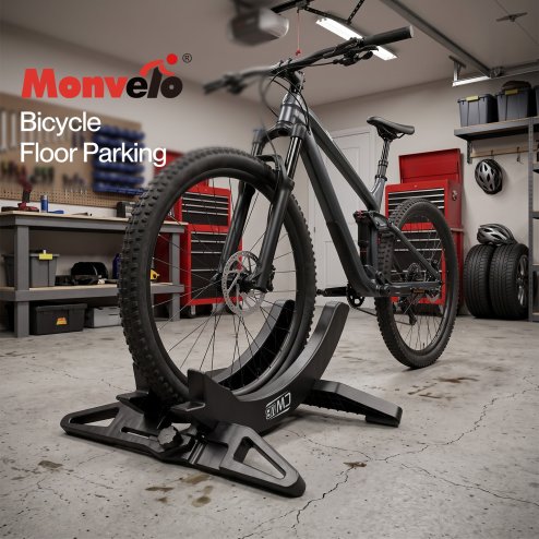 MONVELO Bike Stand Floor Rack Adjustable ABS For Mountain Bikes Garage Black