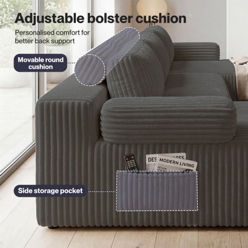 Levede Modular Sectional Sofa U Shaped Memory Foam Corduroy Boneless Couches