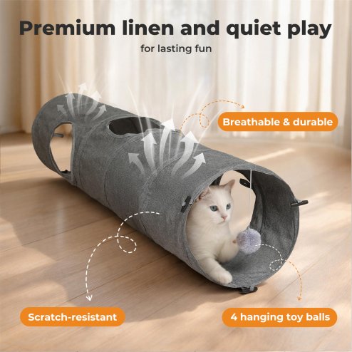 Skylos Large Cat Tunnels 3 Pcs Modular Foldable Linen Tube Kittens Rabbits Toys
