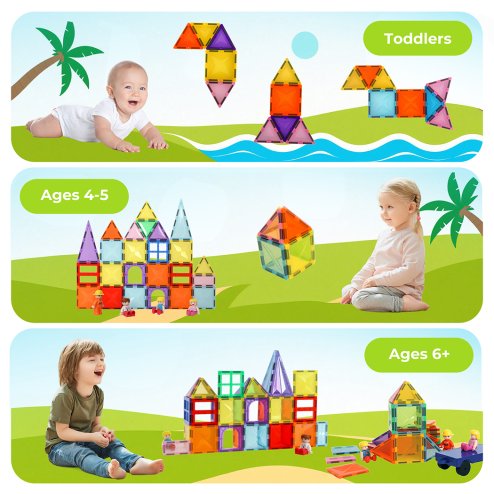 Dekko 100Pcs Magnetic Tiles Building Blocks Kids Educational Construction Toys