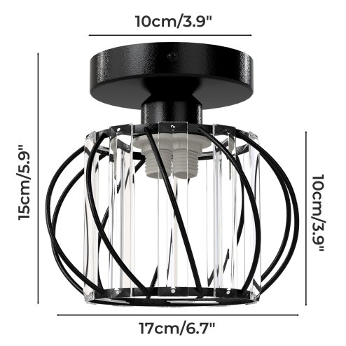 Emitto Crystal Ceiling Light Semi Flush Mount Chandelier Modern Hallway Black