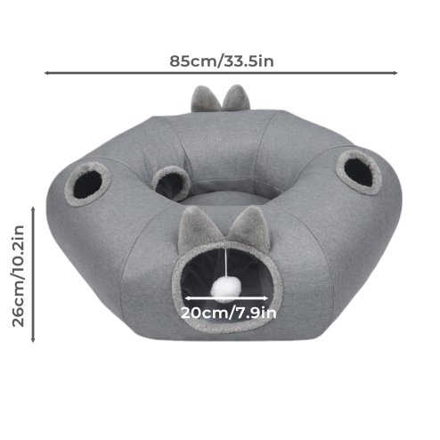 Skylos Foldable Cat Tunnel Bed Interactive Donut Toy for Indoor Cats Kittens