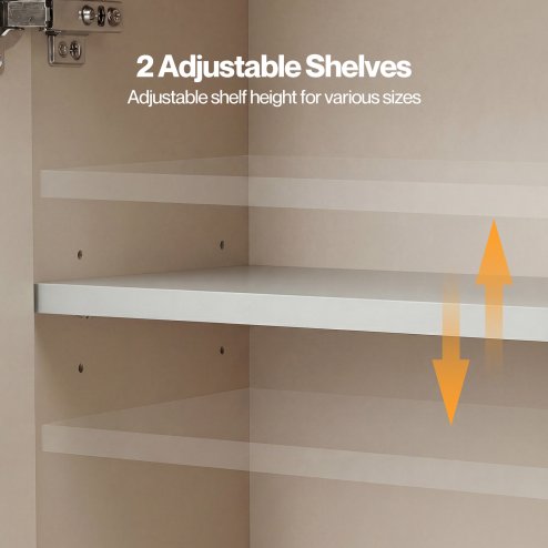 Levede Slim Bathroom Cabinet Tall Fluted Storage Cupboard Adjustable Shelf Cream