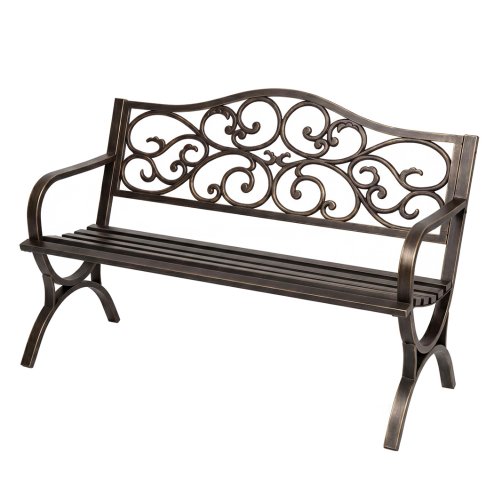 Levede Garden Bench,Outdoor Bench,300kg Metal,Floral Pattern Bronze Image