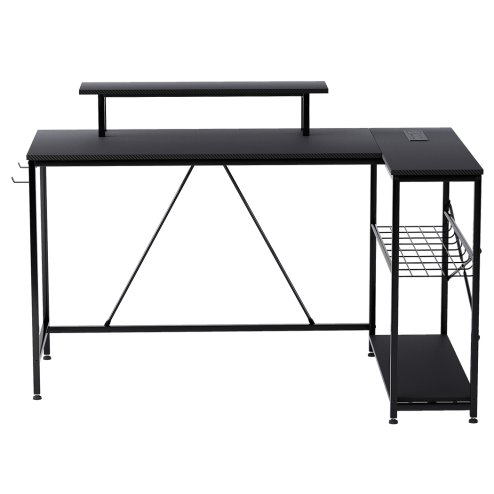Levede L-Shaped Gaming Desk Computer Table with RGB Lights Power Outlets 132.5CM