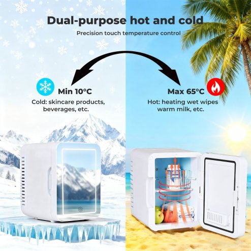 Spector Mini Fridge 5L Portable Cooler Warmer with Mirror for Bedroom Office Car