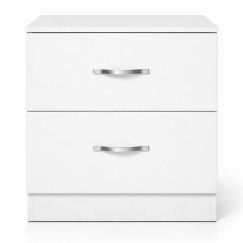 Levede Bedside Table With 2 Drawer Metal Handles Runners White Bedroom Cabinet
