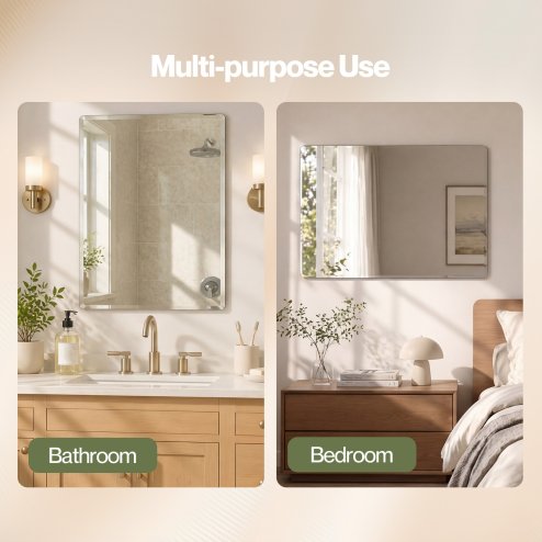 Yezi Wall Mirror Tempered Glass HD Explosion-proof Vanity Bathroom 45x60cm