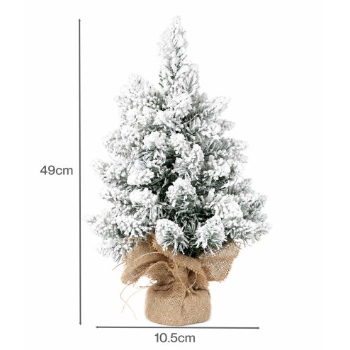 Santaco Christmas Tree Mini 49cm Snow Flocked PVC LED Tabletop Desk Xmas White