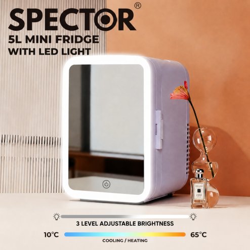 Spector 5L Mini Fridge with LED Light Mirror