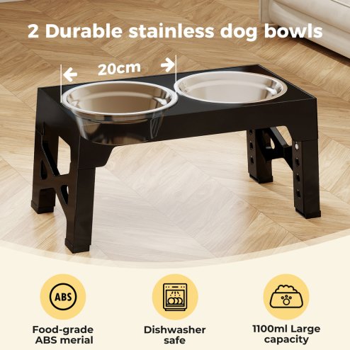 Skylos Elevated Dog Bowls 2 Stainless Steel Bowls and 1 Slow Feeder Bowl