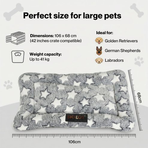 Skylos Dog Bed Pet Cat Cushion Crate Mat Arctic Fleece Extra Large Anti-slip