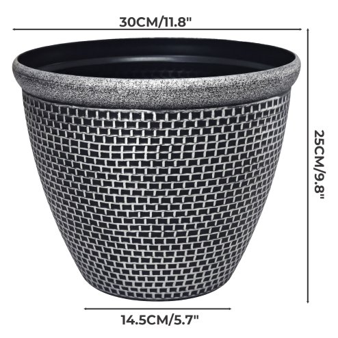 TOQUE 2PCS Plastic Garden Plant Pots 30cm Round Outdoor Planters Drainage Holes