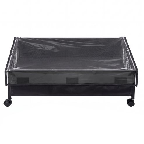 Levede Under Bed Storage Box with Lid Wheels,48L ,Metal Frame,Black
