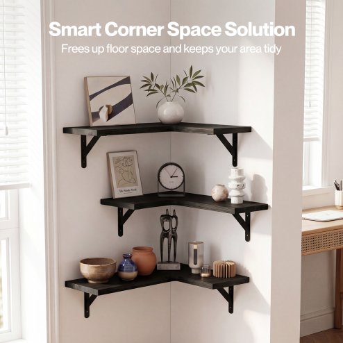 Levede Floating Shelf Wall Mounted 3pc Corner Shelf Unit Home Sotrage Decor