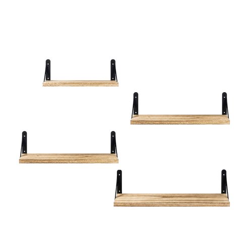 Levede Wall Mounted Floating Shelves Set of 4 Rustic Display Shelf Solid Wood