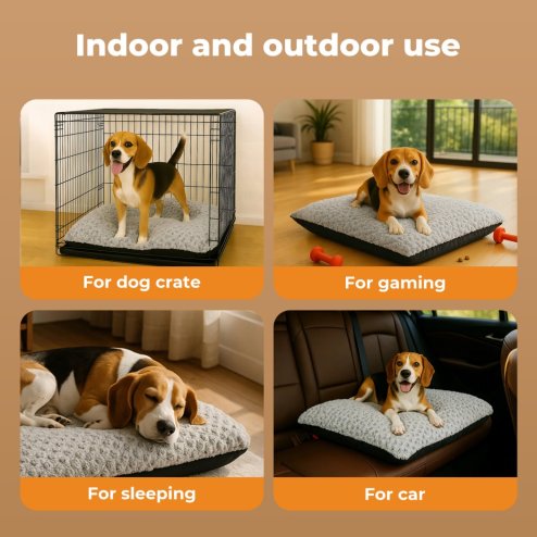Skylos Pet Dog Bed for Calming Anti Anxiety Soft Plush Cushion Mat Washable