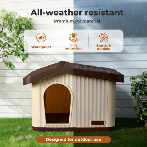 Skylos Plastic Dog House Pet Kennel Shelter for Small Medium Dogs Indoor Outdoor