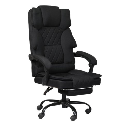 Levede Office Chair with Footrest Linen Fabric High Back Swivel 135?? Reclining