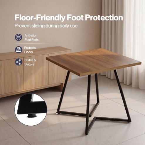 Levede dining table square dining table 80cm 25mm metal frame MDF Walnut