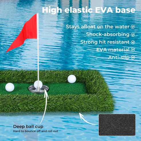 Centra Floating Golf Green Mini Mat Set Putting Turf Pool Water Outdoor 60x30CM