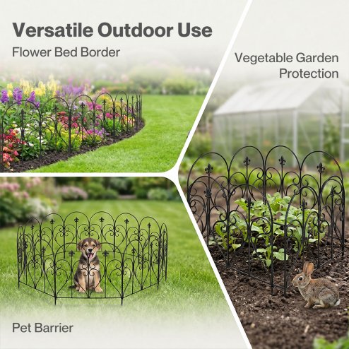 Mountview Fence Dog Fence Outdoor Garden Fence 5Pc Rustproof Steel Yard Black