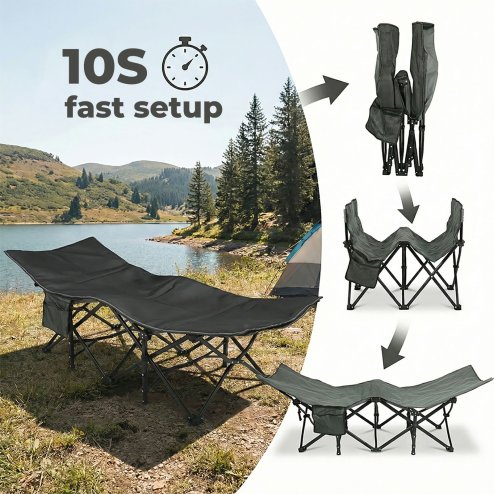 Levede Camping Cot Heavy Duty Travel Folding Camping Bed with Mattress Portable