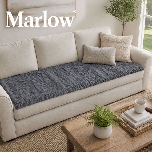 Marlow Corduroy Sofa Cover Pet Friendly Non Slip Washable 70 x 180cm Deep Grey