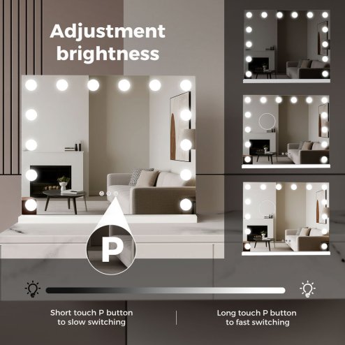 Emitto LED Hollywood Makeup Mirror Vanity Light Mirror 14 Dimmable LED Bulbs
