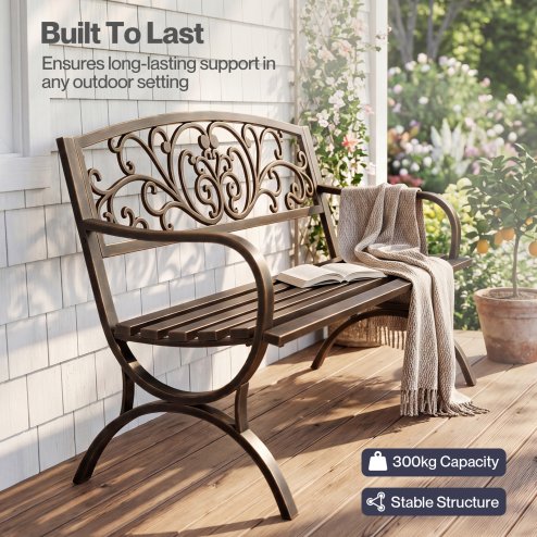 Levede Garden Bench,Butterfly Cast Iron Outdoor Bench,300kg Metal,Bronze