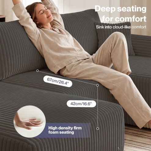 Levede Modular Sectional Sofa U Shaped Memory Foam Corduroy Boneless Couches