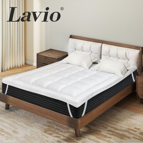 Lavio Thick King Mattress Topper 10cm Microfibre Washable with Elastic Strap