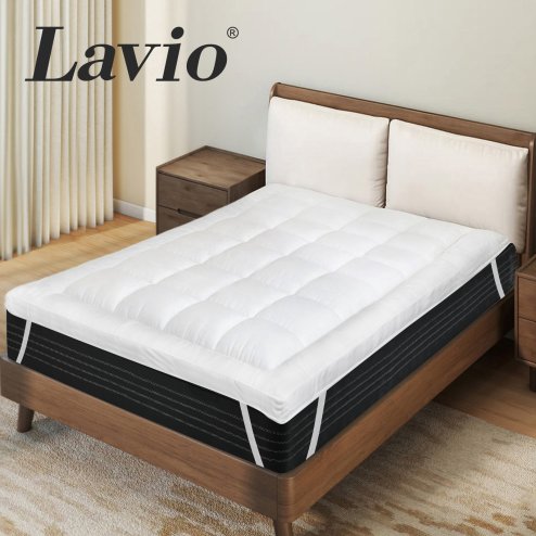 Lavio Mattress Topper Single 10CM Deep Washable Thick Soft Microfibre with Strap