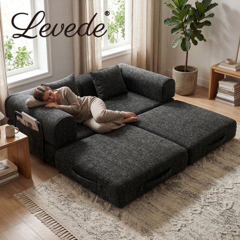 Levede Modular Sofa Bed 3 Seater Convertible Couch Oversize Folding Floor Bed