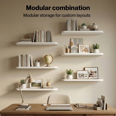 Levede Floating Shelves 6 Pack Modern Wall Shelves White Home and Office