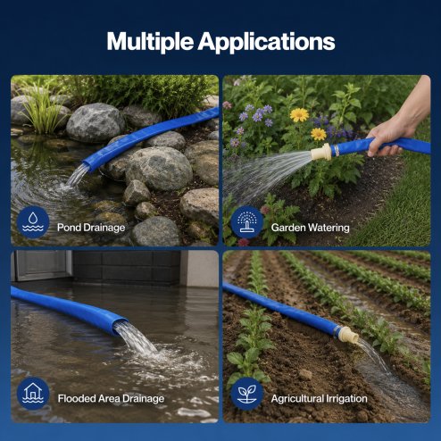 TradeRight Hose Pipe 1 Inch Reinforced PVC 20m for Home Pool Drainage Pump Blue