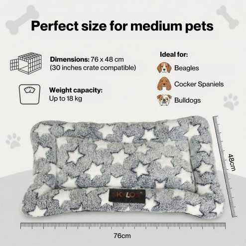 Skylos Dog Bed Pet Cat Cushion Large Dog Puppy Crate Mat Arctic Fleece Soft Warm