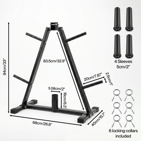 Centra Weight Plate Storage Rack Olympic Plate Holder Gym Weight Stand Tree