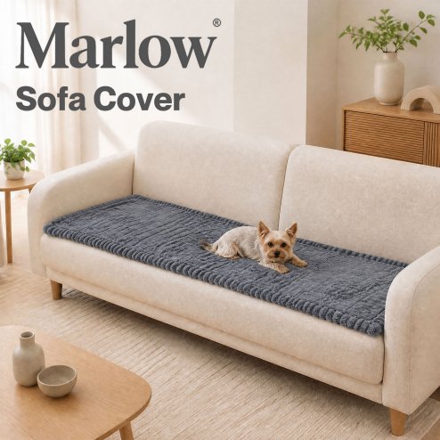 Marlow Corduroy Sofa Cover Pet Friendly Non Slip Washable 70 x 180cm Deep Grey