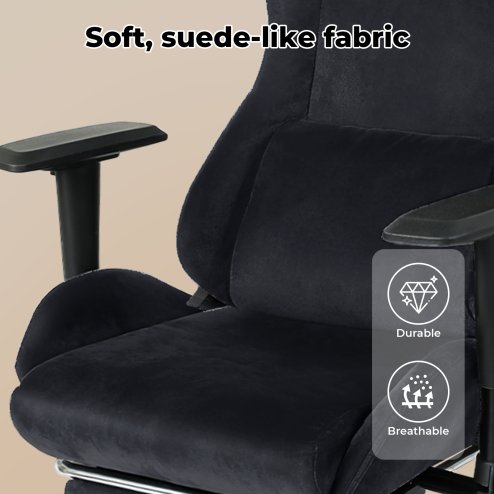 Levede Office Desk Chair Gaming Recliner Adjustable Height with Footrest Black