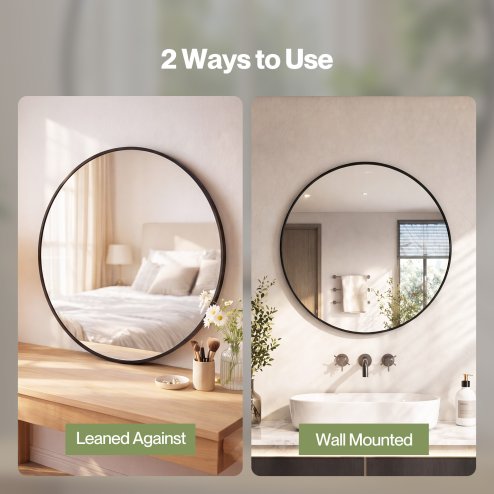 Yezi Wall Mirror Round Mirror Tempered Glass HD Explosion-proof Bathroom 60cm