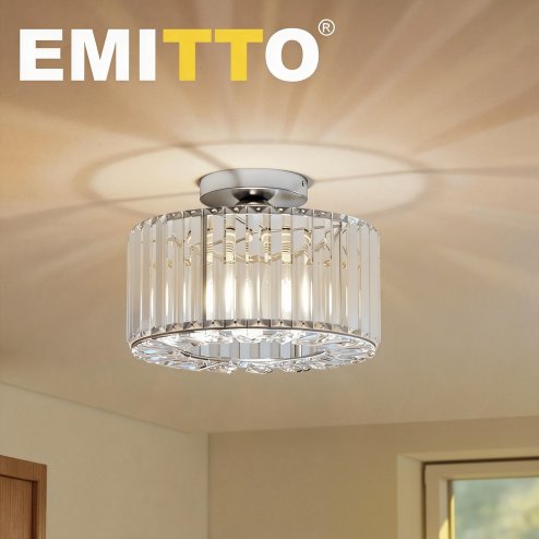 Emitto Crystal Ceiling Light Modern Chandelier Bedroom Hallway Pendant Lamp E27