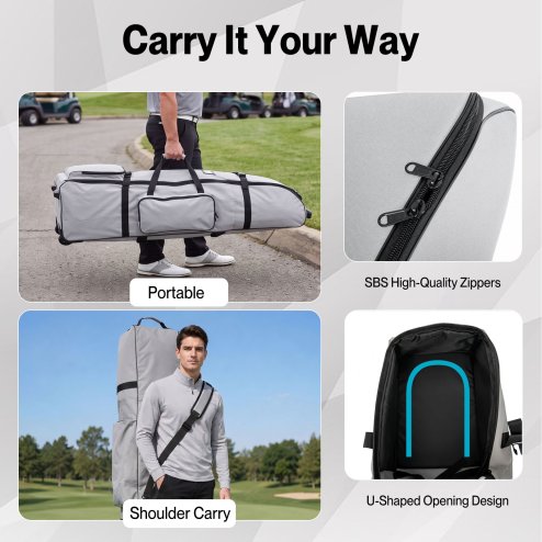 Centra Golf Travel Bag Padded Reinforced Wheels 900D Oxford for Airline