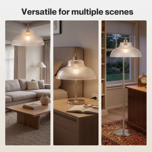 Emitto Ceiling Light Shade Pendant Glass Lamp Bistro Adjustable Clear Color