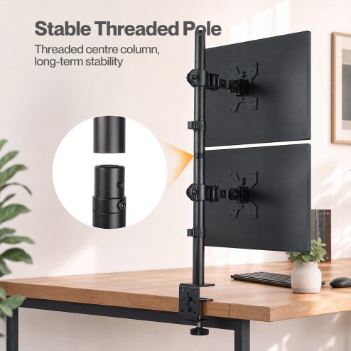 Levede Dual Monitor Arm Adjustable Desk Mount For 13-34 Inch Computer Black