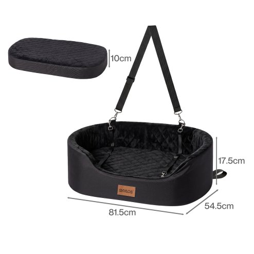 Skylos Dog Car Seat Large Booster Bed for Cars Travel SUV Black Soft Oxford