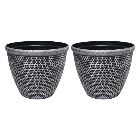 TOQUE 2PCS Plastic Garden Plant Pots 30cm Round Outdoor Planters Drainage Holes