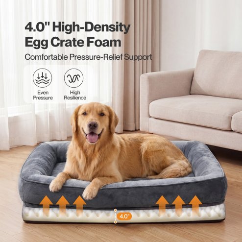 Skylos Large Dog Bed Orthopedic Support Sofa For Joint Relief Washable Grey