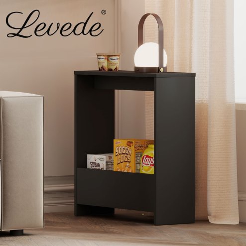 Levede Narrow Side Table Slim End Table Sofa Accent Table Magazine Storage Shelf