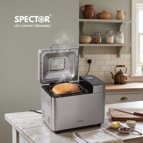 Spector Bread Maker 25 In 1 15H Timer 3 Loaf Sizes with LCD for Home Baking